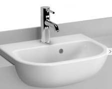 Image of Vitra S20 Semi Recessed Basin 450mm Wide 1 Tap Hole - 5521B003-0001