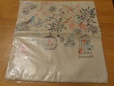 Image of Bird Theme Cushion Cover Decorative Cover Various Birds & Cages On Fabric.