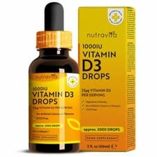 Image of Vitamin D3 Drops 1000iu - 2000 Drops - Pure High Strength - NO Capsule/Tablets
