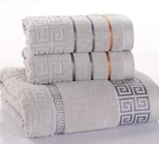 Image of 3-Piece Towel Set - Plaidcotton Face, Hand & Bath Towels for Adult Bathroom