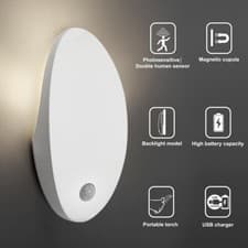 Image of LED Night Light Auto Motion Sensor USB Rechargeable Portable Magnetic Torch
