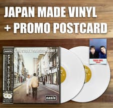 Image of JAPAN MADE WHITE COLOR VINYL+PROMO POSTCARD! OASIS WHATS THE STORY MORNING GLORY