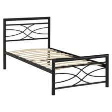 Image of Single Bed Frame 3ft Kelly Metal Black Kids Bedroom Furniture with Sprung Slats