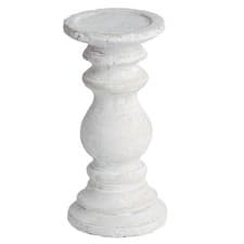 Image of Hill Interiors 9061 White Wash Stone Textured Vintage Column Candle Holder 20cm