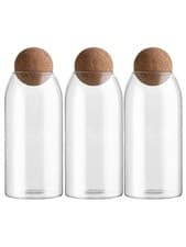 Image of Set of 3 Tall Glass Storage Jars with Cork Ball Lid | 1.5L Multipurpose Storage