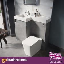 Image of Toilet and Sink Vanity Unit 900mm Concrete Grey Left Hand Bathroom Sink Unit