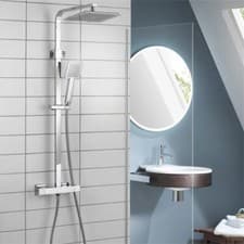 Image of Aqualisa Deco Thermostatic Bar Mixer Shower with Adjustable & Fixed Head - Squar