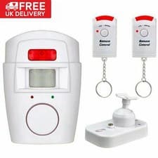 Image of Sensor Motion PIR Wireless Alarm with 2 Remote Controls Home Caravan Shed Garage