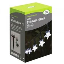 Image of Smart Garden Outdoor Solar Powered Star Shaped String Lights 30 Cool White LEDs