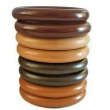 Image of 45mm Solid Wooden Curtain Rings with Eyes Hooks in White, Wood, Mahogany, Oak UK