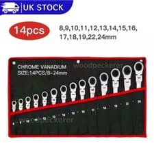 Image of 14pcs 8-24mm Flexible Ratchet Head Spanner Set Combination Flexi Ratcheting Case