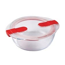 Image of Pyrex Cook and Heat Round Dish with Airtight Lid Seal Steam Vents