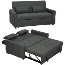 Image of HOMCOM 2 Seater Sofa Bed, Convertible Pull Out Bed Settee, Charcoal Grey