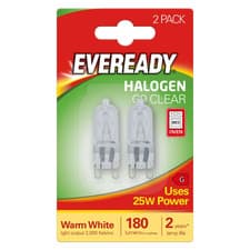 Image of 2 x Eveready G9 25W Halogen Capsule Bulb 180 Lumens 220V Clear Lamp Dimmable