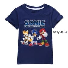 Image of Kids Boys Sonic the Hedgehog Print Casual Short Sleeve T-Shirt Cotton Top Gifts