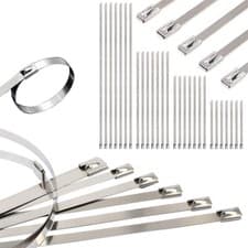Image of 10 X STRONG STAINLESS STEEL MARINE GRADE METAL CABLE TIES ZIP TIE WRAPS EXHAUST
