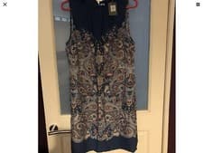 Image of 🛍👗Beautiful Dress Sz16 By OASIS BNWT, Blue Floral With Ruched Neck. New Unworn
