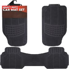 Image of HEAVY DUTY UNIVERSAL RUBBER CAR FLOOR MATS 3 PIECE FRONT REAR UNIVERSAL CAR MATS