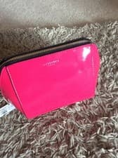 Image of BNWT Pink Accessorize Shiny makeup bag/pouch Outer Polyurethane Inner Polyester