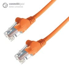 Image of 15m RJ45 CAT6 UTP Stranded Flush Moulded LS0H Network Cable - 24AWG - Orange