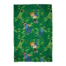 Image of Minecraft Fleece Blanket Creepers Design Green Throw Kids Bedroom 100 x 150cm