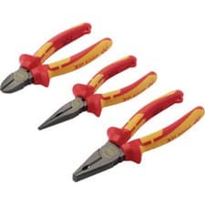 Image of Draper 3 Piece XP1000 VDE Insulated Tethered Pliers Set