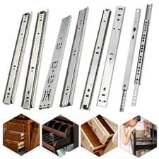 Image of 17mm 27mm 45mm Wide Ball Bearing Drawer Slide Draw Cabinet Runners Metal Grooved