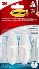 Image of Command Medium Bathroom Hooks Water Resistant Self Adhesive Strips - Pack of 2