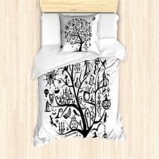 Image of Halloween Duvet Cover Flying Witch
