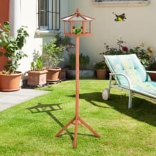 Image of PawHut Bird Table Wooden Feeding Station with Stand for Garden Wooden 153cm