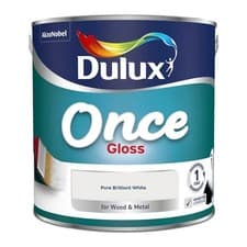 Image of Dulux Once Gloss 750ml/1.25L/2.5L/5L Paint - Pure Brilliant White
