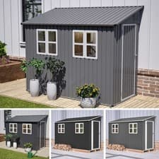 Image of BIRCHTREE Lean To Garden Shed Metal Outdoor Storage Shelter Tool House Pent Roof