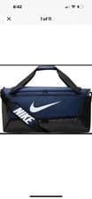 Image of Nike BRASILIA 9.5 Gym Bag Training Duffle MEDIUM Blue/Black/White DH7710-481