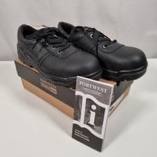 Image of PORTWEST FW14 Steel Toe Leather Safety Shoes S1P Black UK 6 EU 39 Workwear