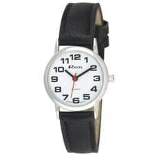 Image of Ravel Womens Bold BIG NUMBERS Ladies Watch With SILVER Casing Black Strap