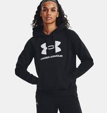 Image of Under Armour Women's UA Rival Fleece Big Logo Hoodie - Black / White