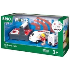 Image of Brio Remote Control Travel Train Play Set 33510 Engine and Carriage for Ages 3+