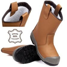 Image of Mens Portwest Steelite Leather Rigger Boot Safety Scuff Cap Midsole Fur Lined Sz