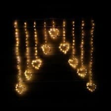 Image of Premier 303 Warm White Micro Wire LED Heart Window Curtain Christmas Lights 1.2m