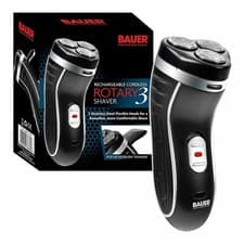 Image of Rechargeable Smooth Action Cordless Rotary 3 Head Shaver with Sideburn Trimmer