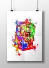 Image of Doctor Who Tardis Art Print Poster. Splash Painting Style. Original Artwork.