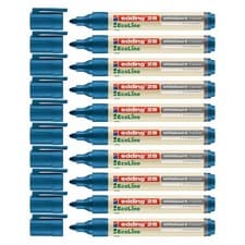 Image of edding 28 EcoLine Blue Whiteboard Markers with Bullet Tip - 10 Pack (4-28003)
