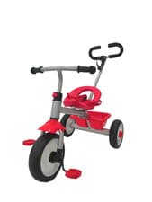 Image of 2-in-1 Kids Push Trike Toddler Tricycle with Parent Handle Convertible Red