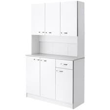Image of HOMCOM Freestanding Kitchen Cupboard, Storage Cabinet with Doors White
