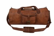 Image of Vintage distressed tan Leather Duffel Bag Overnight Luggage Handbag Holdall