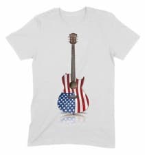 Image of Stars and Stripes Acoustic Guitar Mens Guitarist T Shirt
