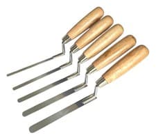 Image of 5 x Stainless Finger Pointing Trowel Set - 6, 8, 10, 12, 14 mm Flat Stiff Tuck