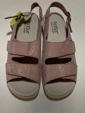 Image of HOTTER Easy Sandals Womens UK4 STD Pink Leather Upper Adjustable Straps Comfort
