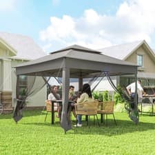 Image of 3 x 3(m) Garden Metal Gazebo Party Canopy Tent Shelter w/ Net Curtain