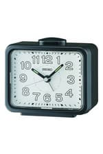 Image of Seiko Black Bedside Bell Alarm Clock with Light 11cm QHK061K